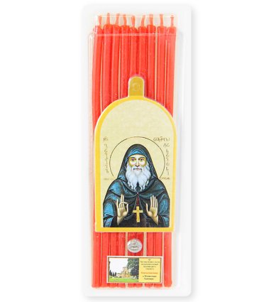 Утварь и подарки Набор красных свечей святого Гавриила Ургебадзе (икона, капсула с землей с могилы старца)