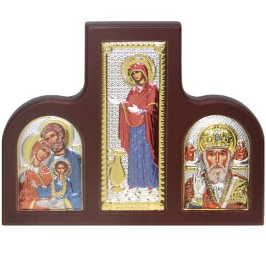 Иконы Триптих Геронтисса, Николай Чудотворец, Святое семейство (14,5 х 11 см)