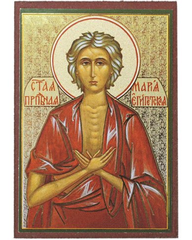 Иконы Мария Египетская икона на МДФ (6,3 х 9 см)