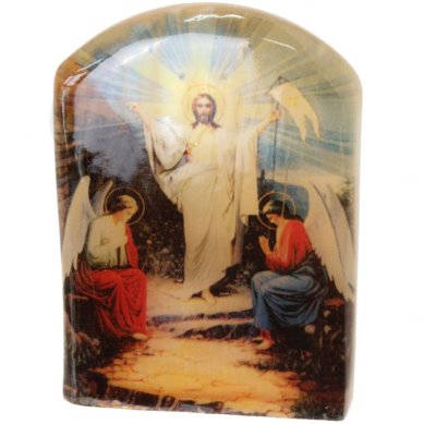 Иконы Воскресение Христово, икона настольная из селенита (45 х 30 х 65 мм, 65 г)