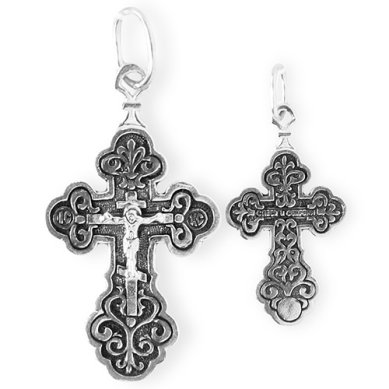 Ювелирные изделия Крест из серебра 925, частичное чернение