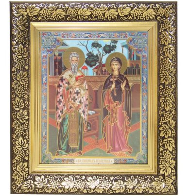 Иконы Киприан и Иустина икона в багетной рамке (21,5 х 24 см)