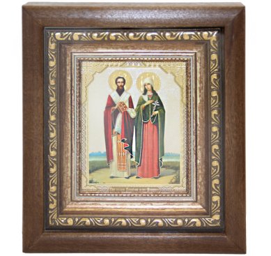 Иконы Киприан и Иустина икона в киоте (17 х 19,5 см)