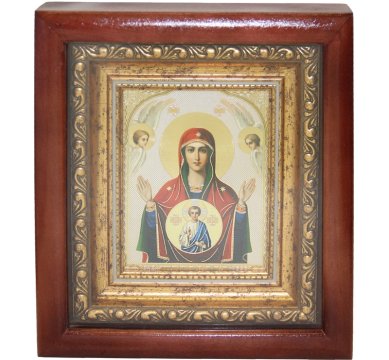 Иконы Знамение икона Божией Матери в киоте (17 х 19,5 см)
