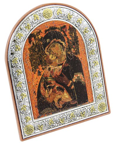 Иконы Икона Владимирской БМ в серебряном окладе (8,5 х 10,5 см)