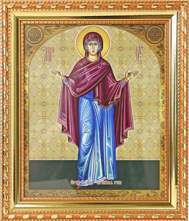 Иконы Нерушимая Стена, икона Божией Матери в багетной рамке (18,5 х 21,5 см)