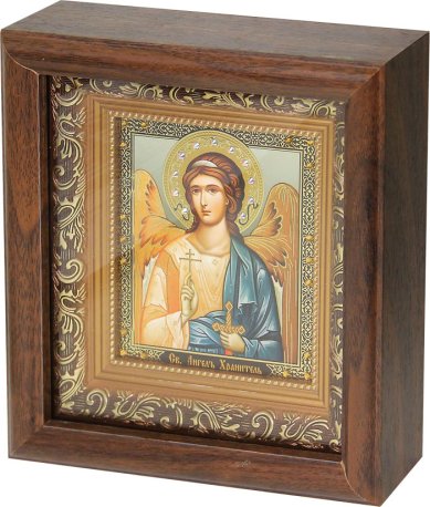 Иконы Ангел Хранитель икона аналойная в киоте с багетом