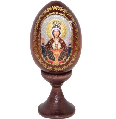 Утварь и подарки Яйцо среднее на подставке с образом Пресвятой Богородицы «Неупиваемая Чаша»