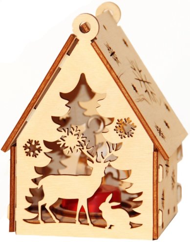 Утварь и подарки Фонарь рождественский со светодиодной свечой (вертеп, олень с зайцем)