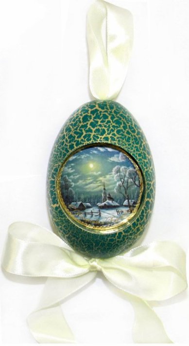 Утварь и подарки Рождественская подвеска яйцо «С Рождеством Христовым!» (зимняя ночь, зеленое)