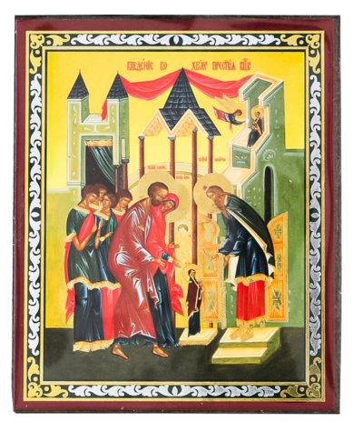 Иконы Введение во храм Пресвятой Богородицы икона на планшете (6 х 7,5 см, Софрино)