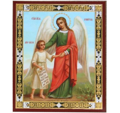 Иконы Ангел Хранитель с душой икона на планшете (6 х 7,5 см, Софрино)