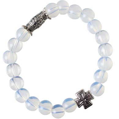 Утварь и подарки Браслет из лунного камня с крестом, 20 звеньев