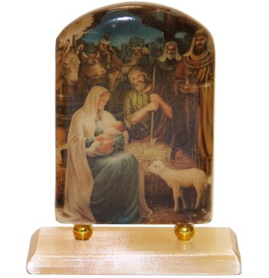 Иконы Икона настольная из селенита «Рождество Христово» (4,5 х 6,5 см)