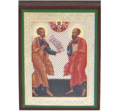 Иконы Петр и Павел апостолы, икона литография на дереве (6 х 9 см)