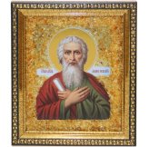 Иконы Андрей Первозванный апостол икона с янтарем (14 х 16,5 см)