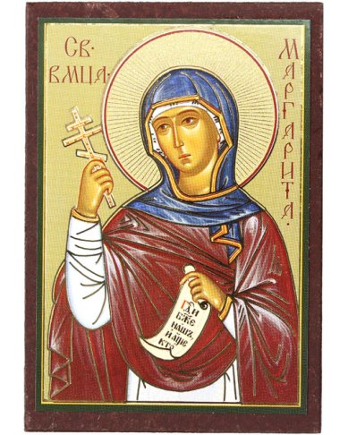 Иконы Маргарита Антиохийская (Марина) икона на МДФ (6,3 х 9 см)