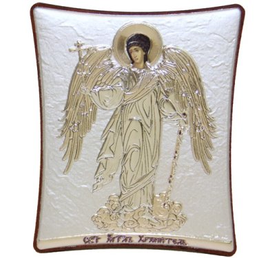 Иконы Ангел Хранитель икона в серебряном окладе, ручная работа (8 х 10 cм) 