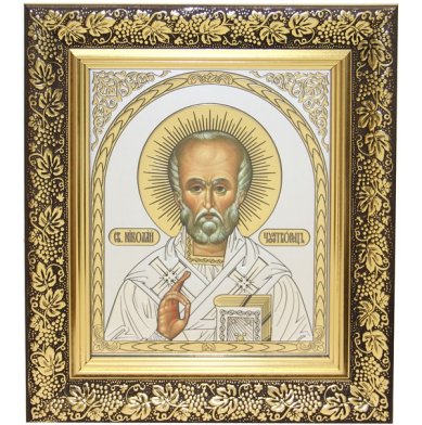Иконы Николай Чудотворец икона в багетной рамке (21,5 х 24 см)
