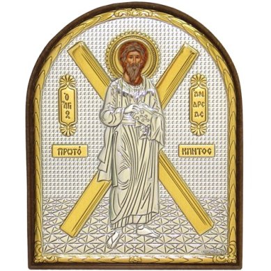 Иконы Андрей Первозванный в серебряном окладе на пластике (8,5 х 10,5 см)