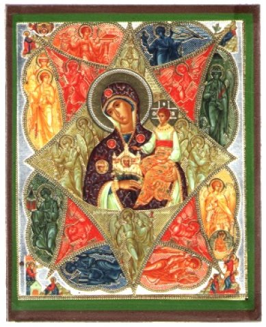 Иконы Неопалимая Купина икона Божией Матери на дереве (9х10,5 см, Тиль)