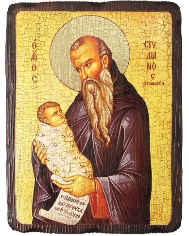 Иконы Стилиан Пафлагонский преподобный икона на доске под старину (18 х 24 см)