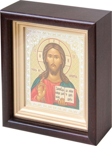 Иконы Спаситель икона в киоте (16 х 18,5 см, Софрино)
