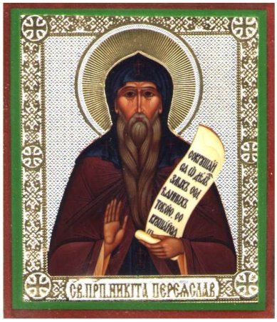 Иконы Никита Переяславский преподобный икона на дереве (6х7 см, Тиль)
