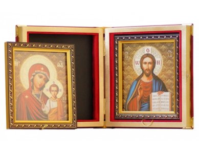 Иконы Складень двойной 17 х 19 см (Спаситель, Казанская Божия Матерь)