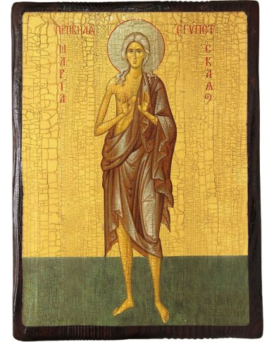 Иконы Мария Египетская, икона на доске под старину 22х30 см