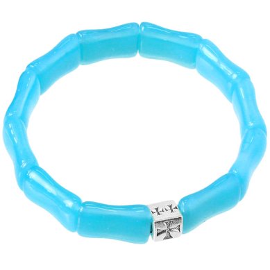 Утварь и подарки Браслет из натурального камня аквамарин, с металлическим крестом