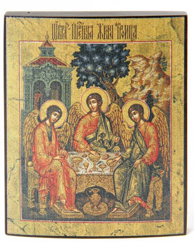 Иконы Троица, икона на дереве, лак,  9х11 см