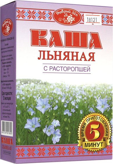 Натуральные товары Каша льняная с расторопшей Добрый Лен, 400 г, коробка