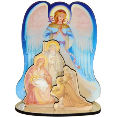 Утварь и подарки Сборная модель «Вертеп с ангелом» (9,5 х 12 см)