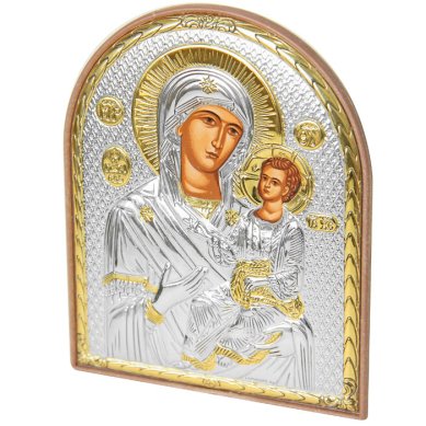 Иконы Иверская икона Божией Матери на пластике, в серебряном окладе (8,5 х 10,5 см)