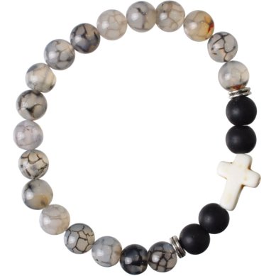 Утварь и подарки Четки-браслет 22 зерен из искусственного камня с крестом