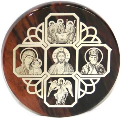 Иконы Икона автомобильная на обсидиане (Иконостас, диаметр 4,5 см)