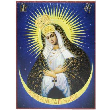 Иконы Остробрамская икона Божией Матери на дереве (13,7х 18,5 см)