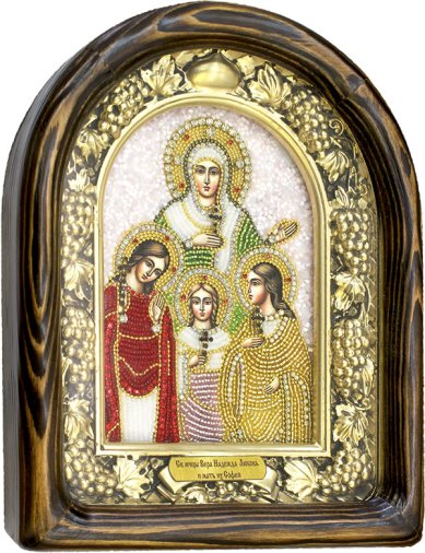 Иконы Вера, Надежда, Любовь и мать их София, икона из бисера 185 х 230 мм