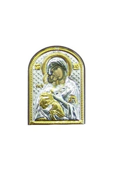 Иконы Икона Владимирской БМ в серебряном окладе, ручная работа (4,5 х 6,5 см)