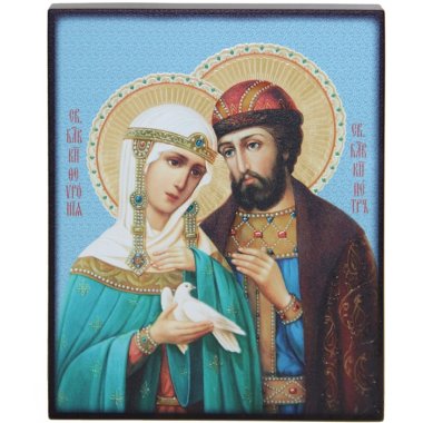 Иконы Петр и Феврония святые князья икона (13 х 16 см, Софрино)