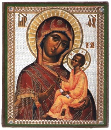 Иконы Тихвинская икона Божией Матери на дереве (9х10,5 см, Тиль)