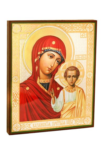 Иконы Казанская икона Божией Матери, литография на дереве (18 х 21 см)