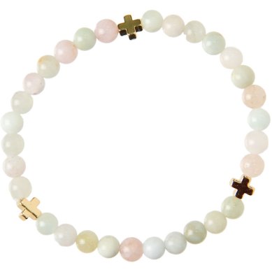 Утварь и подарки Браслет из камня берилл с крестом, 30 звеньев