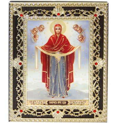 Иконы Покров Пресвятой Богородицы икона со стразами (17,5 х 22 см)