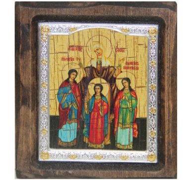 Иконы Вера, Надежда, Любовь и их мать София икона (8 х 9 см)