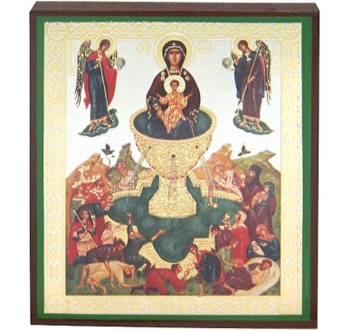 Иконы Живоносный Источник икона Божией Матери литография на дереве (9 х 10,5 см)