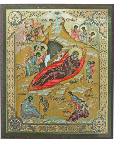 Иконы Рождество Христово икона на МДФ (10,3 х 12,3 см)