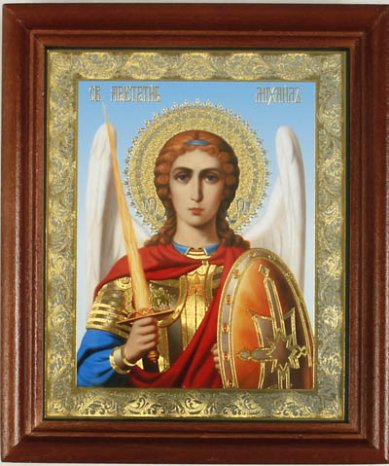 Иконы Михаил Архангел икона с открыткой День Ангела (13 х 16 см, Софрино)