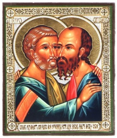 Иконы Петр и Павел апостолы, икона литография на дереве (13 х 16 см)